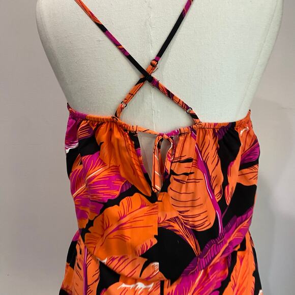 Old Navy NWT Banana Leaf Romper Black Pink & Orange Print Size M - Picture 7 of 10